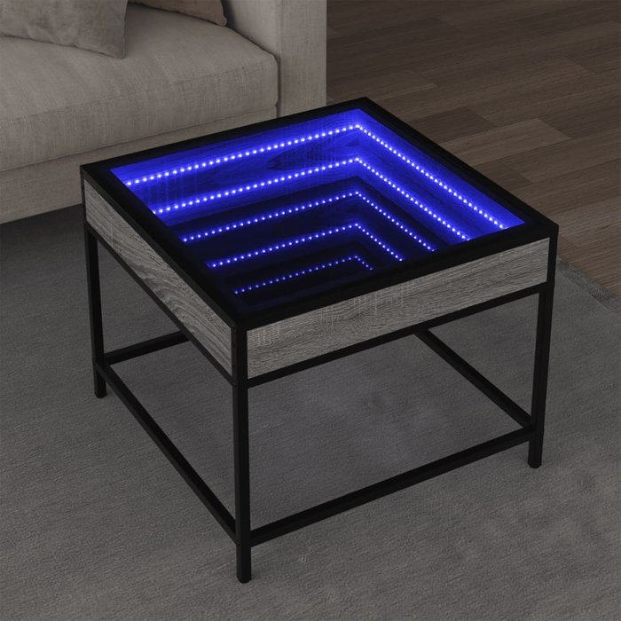 Mesa de centro con led infinity sonoma gris 50x50x41 cm