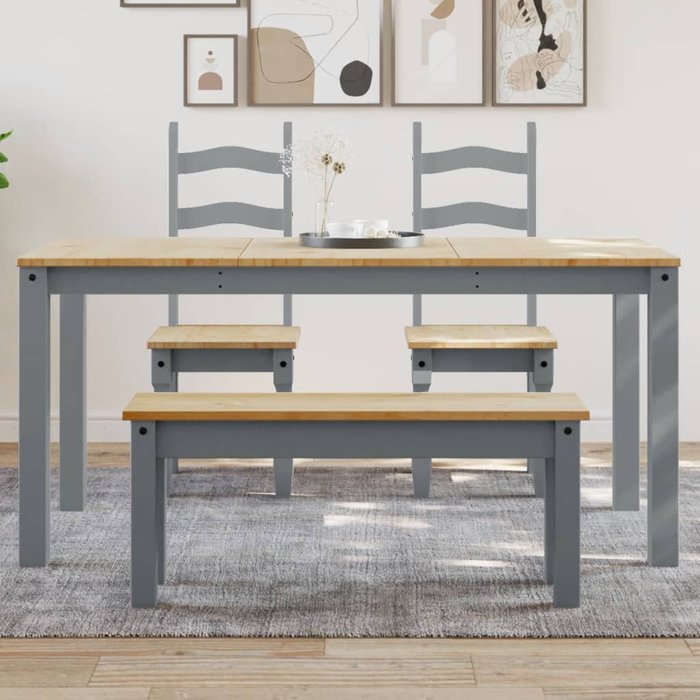 Vidaxl mesa de comedor panama madera maciza de pino gris 160x80x75 cm