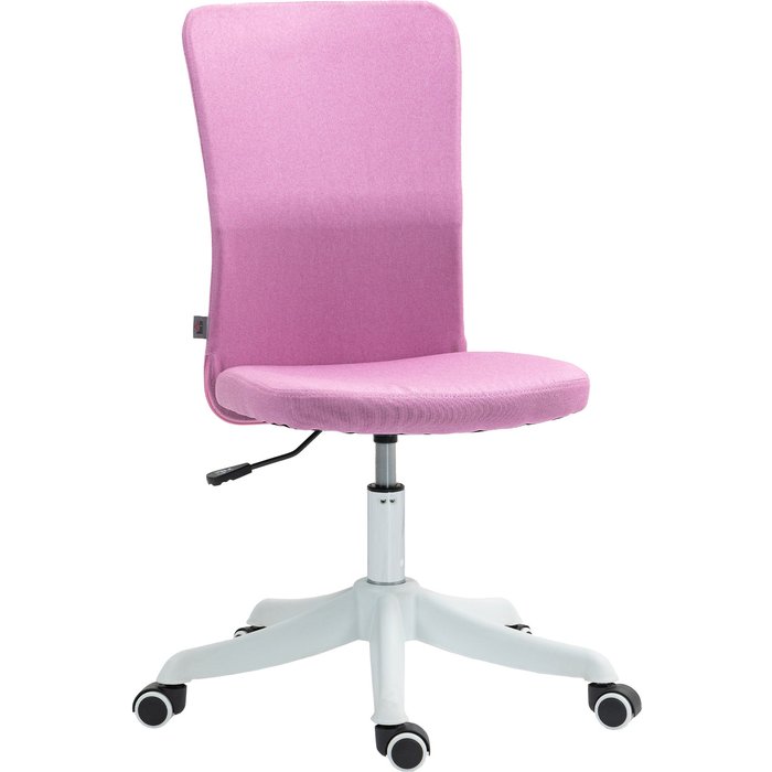 Silla de oficina homcom lino sintético rosa 53x43x93 cm