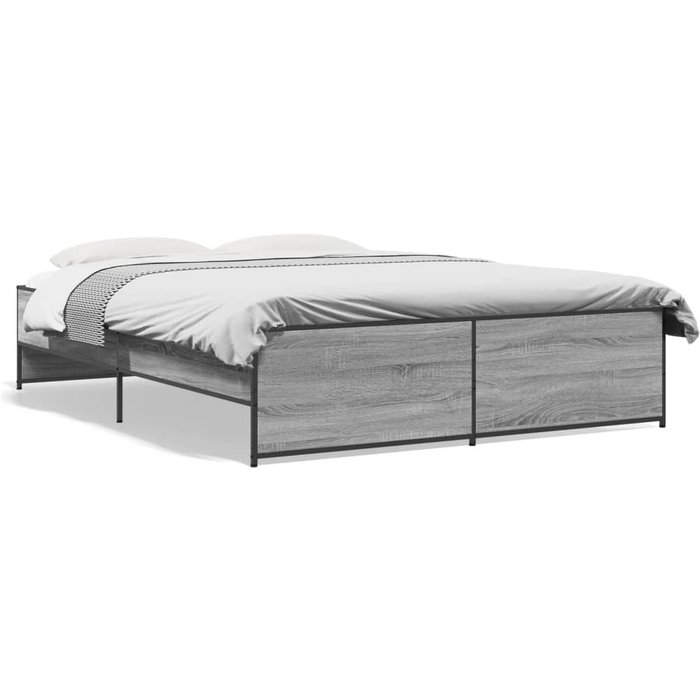 Vidaxl estructura cama madera ingeniería metal gris sonoma 150x200 cm