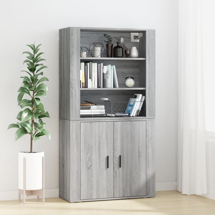 Vidaxl aparador alto de madera contrachapada gris sonoma
