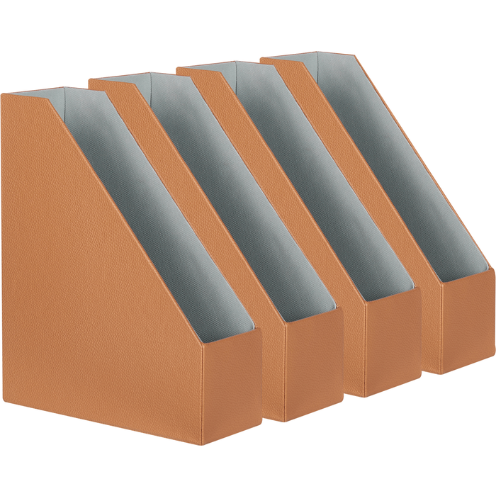 Beliani conjunto de 4 archivadores sumer piel sintética marrón dorado