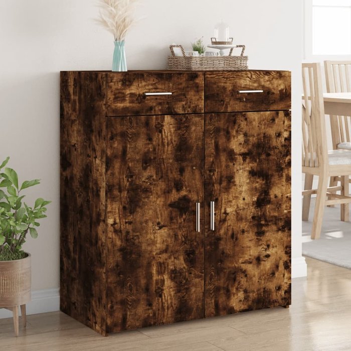 Vidaxl aparador de madera de ingeniería roble ahumado 80x42,5x93 cm