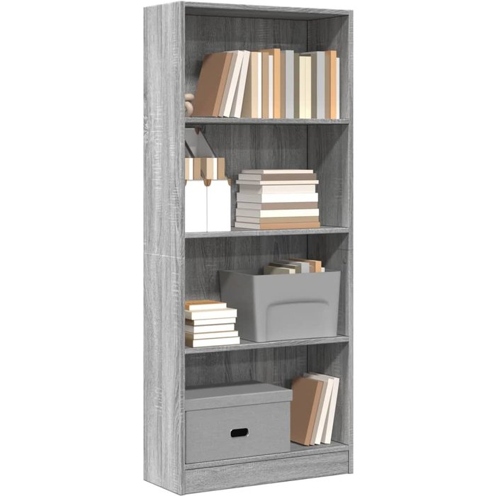 Librería sonoma gris 60x24x143 cm madera contrachapada