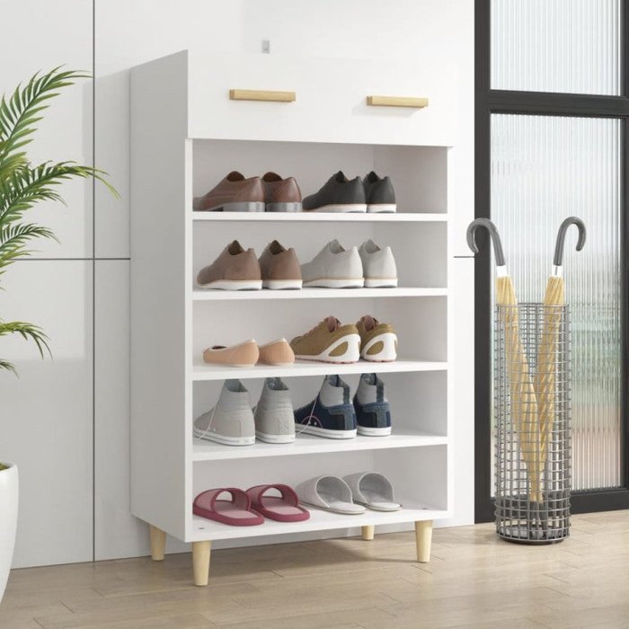 Vidaxl mueble zapatero de madera contrachapada blanco 60x35x105 cm