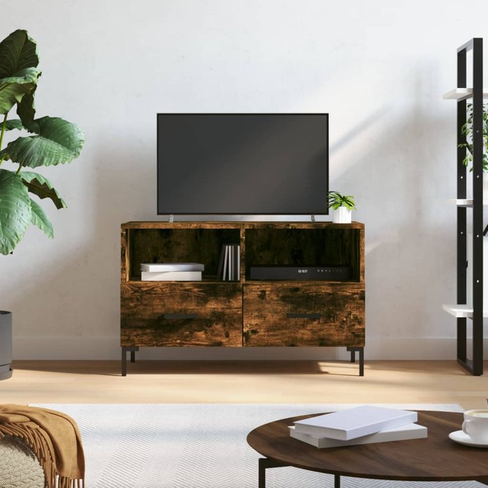 Vidaxl mueble para tv madera contrachapada roble ahumado 80x36x50 cm