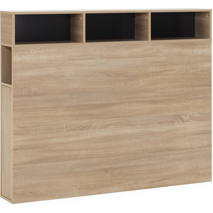Cabecero de cama zeus 145 cm con almacenaje roble, 2 puertas 9 huecos