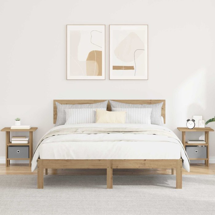 Mesita de noche, 2 piezas, roble artesanal, 41 x 40 x 45 cm