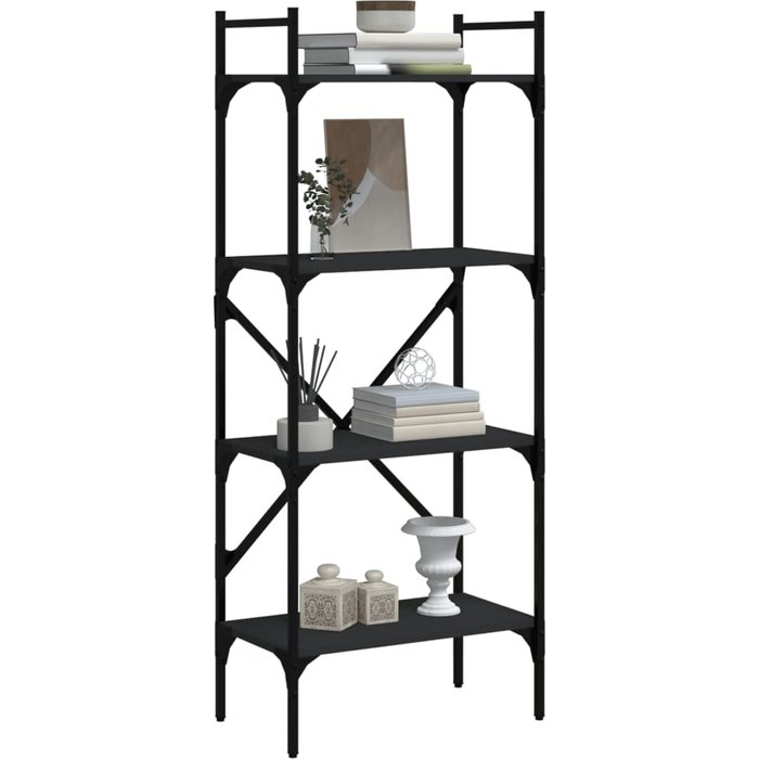 Librería de 4 estantes madera ingeniería negro 56x31,5x138,5 cm – comfortxl