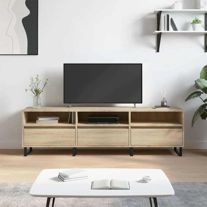 Mueble de tv de roble sonoma, 150x30x44,5 cm, madera de ingeniería
