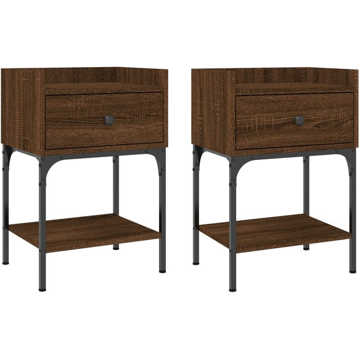 Mesita noche 2 uds madera ingeniería marrón roble 40,5x31x60 cm - comfortxl