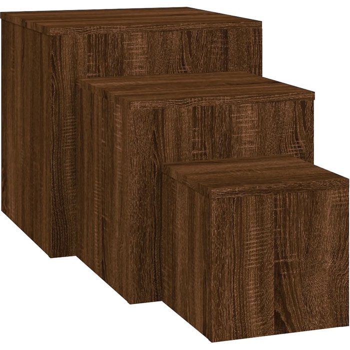 Mesitas auxiliares 3 piezas madera contrachapada marrón roble - comfortxl