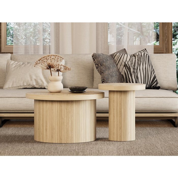 Mesa de centro nido redonda - mdf - natural