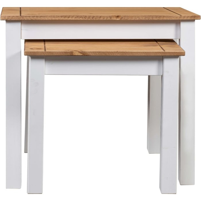Mesas apilables 2 uds madera maciza pino panama range blanco - comfortxl