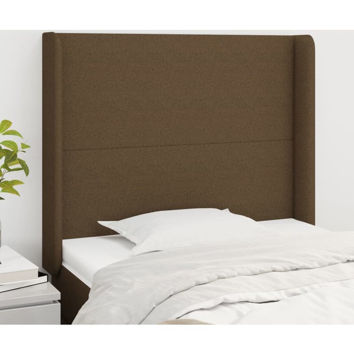 Maison exclusive - cabecero con orejas de tela marrón oscuro 83x16x118/128 cm