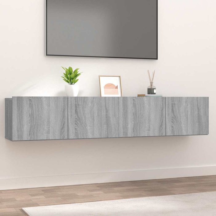 Mueble de tv de 2 piezas en gris sonoma, 80x30x30 cm, madera de ingeniería