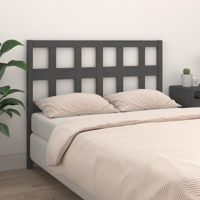 Cabecero gris 185,5x4x100 cm madera maciza de pino