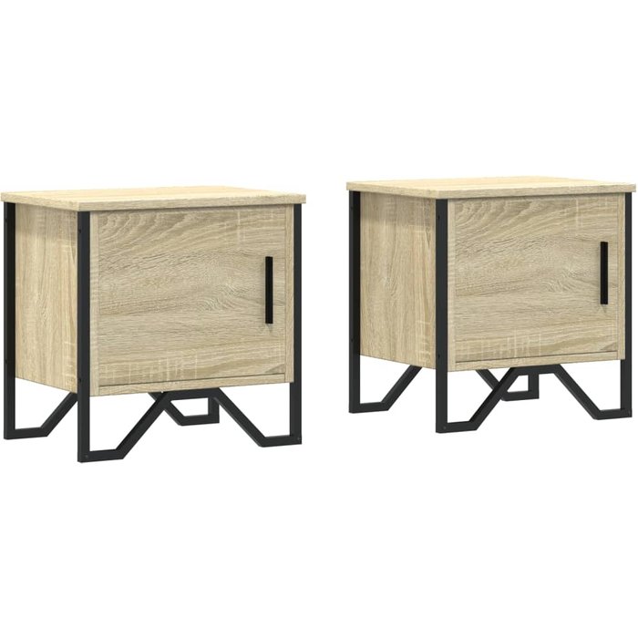 Mesitas de noche 2 uds contrachapado color roble 40x30x40 cm - comfortxl