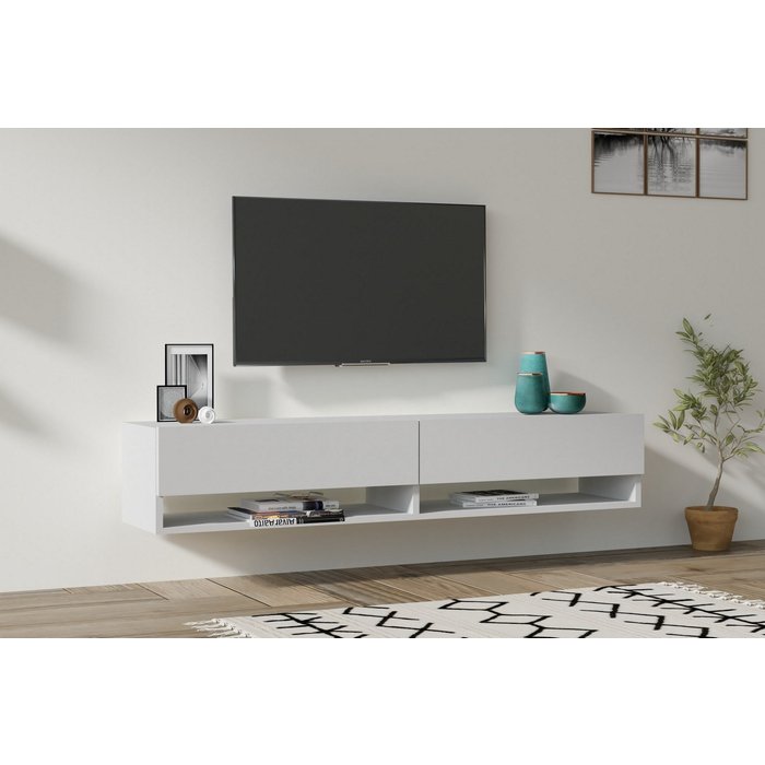 Mueble tv con estante arges blanco