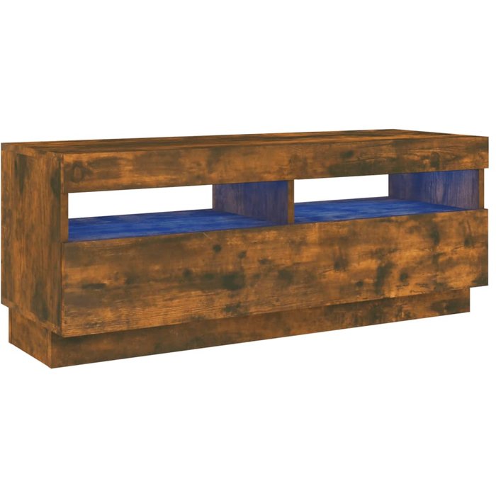 Mueble tv con luces led roble ahumado 100x35x40 cm