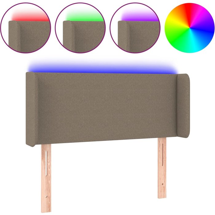 Cabecero cama - mueble cabecero con led de tela gris taupe 83x16x78/88 cm