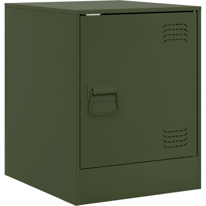 Mesita de noche acero verde oliva 34,5x39x44 cm - comfortxl