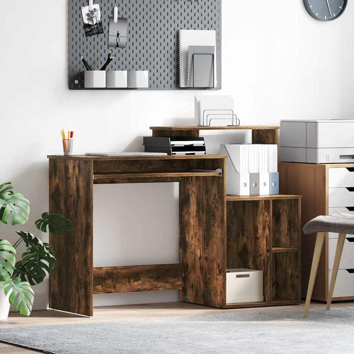 Maison exclusive - escritorio con cajón roble ahumado 120,5 x 44 x 88,5 cm