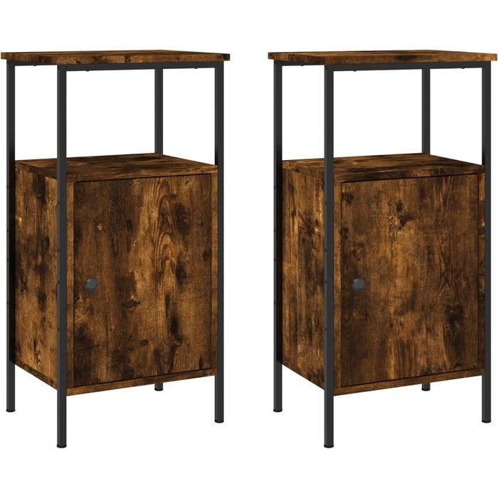 Mesitas noche 2 uds madera ingeniería roble ahumado 41x31x80 cm - comfortxl