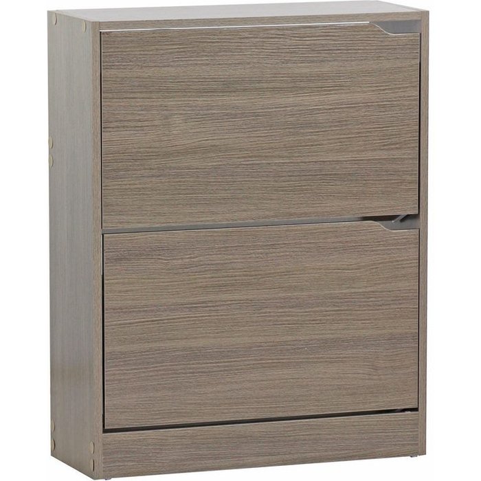 Zapatero con 2 solapas y doble estante en color roble 63x80 cm