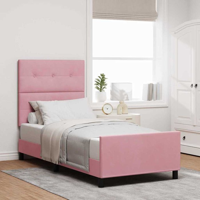 Cama tipo box spring con cabecera rosa 80 x 200 cm terciopelo vidaxl