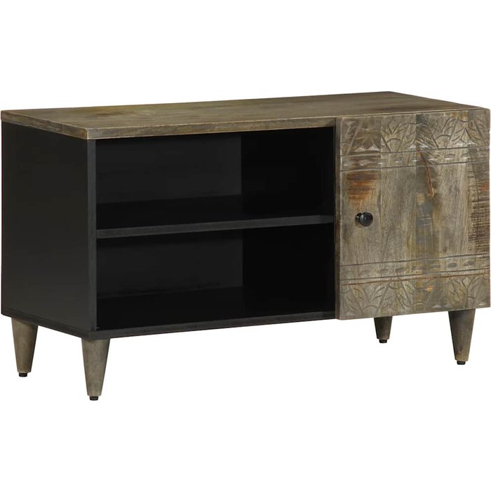 Mueble de tv gris claro 80x31,5x46 cm madera maciza de mango