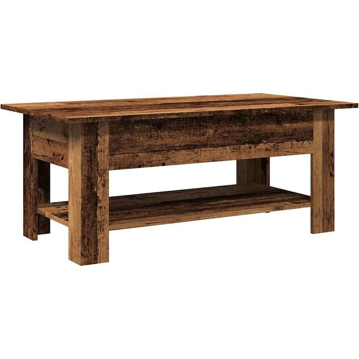 Mesa de centro madera ingeniería madera envejecida 102x55x42 cm - comfortxl