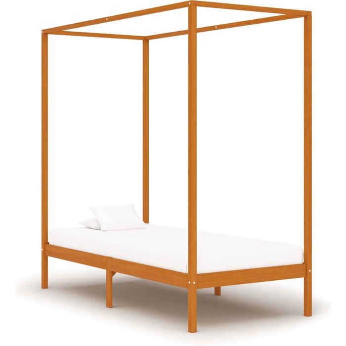 Cama con dosel sin colchón madera maciza marrón miel 100x200 cm
