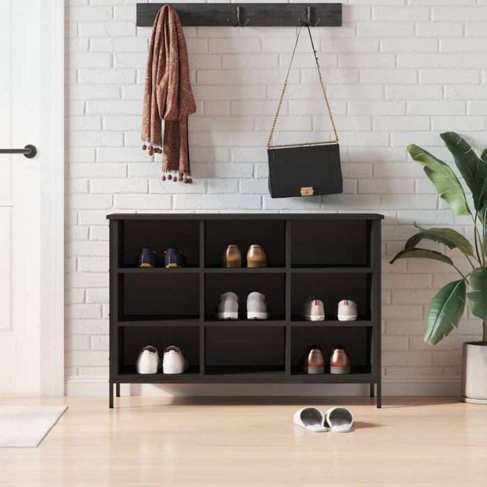 Zapatero negro 100x35x70 cm de madera contrachapada