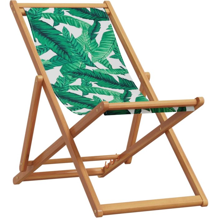 Silla de playa plegable madera maciza de eucalipto y tela hojas cfw179916