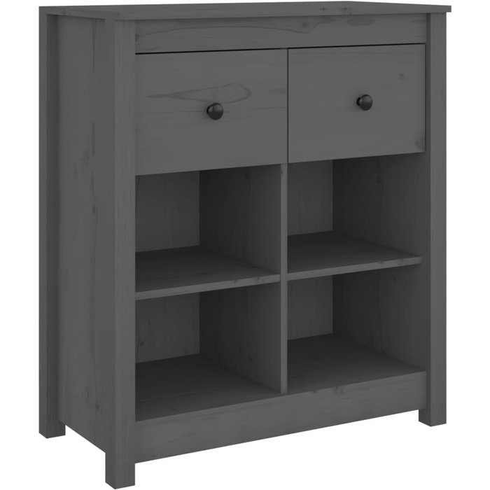Aparador de madera maciza de pino gris 70x35x80 cm - comfortxl