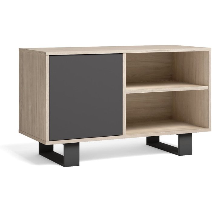 Mueble tv patas u modelo wind, color roble/ gris, medidas 95x40x57cm