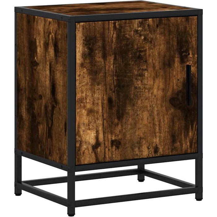 Mesita noche madera ingeniería roble ahumado 40x31x50cm metal - comfortxl