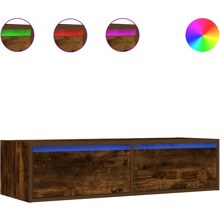 Mueble de tv con luces led roble ahumado 100x35,5x25 cm - comfortxl