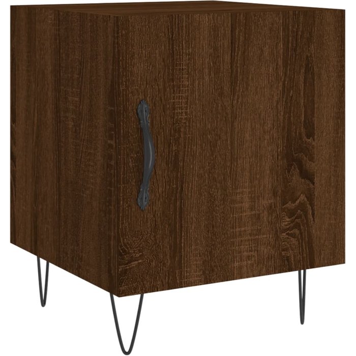 Mesita de noche de roble marrón 40x40x50 cm de madera contrachapada