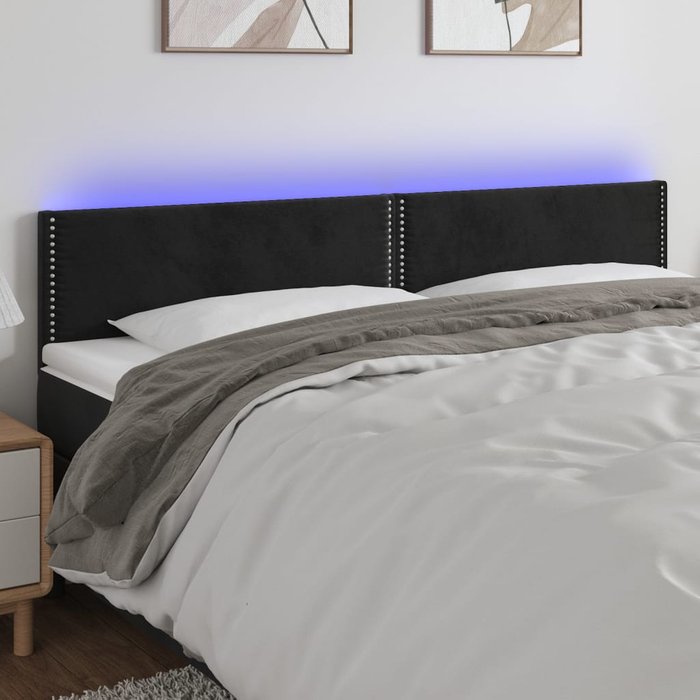 Cabecero led negro 160x5x78/88 cm terciopelo