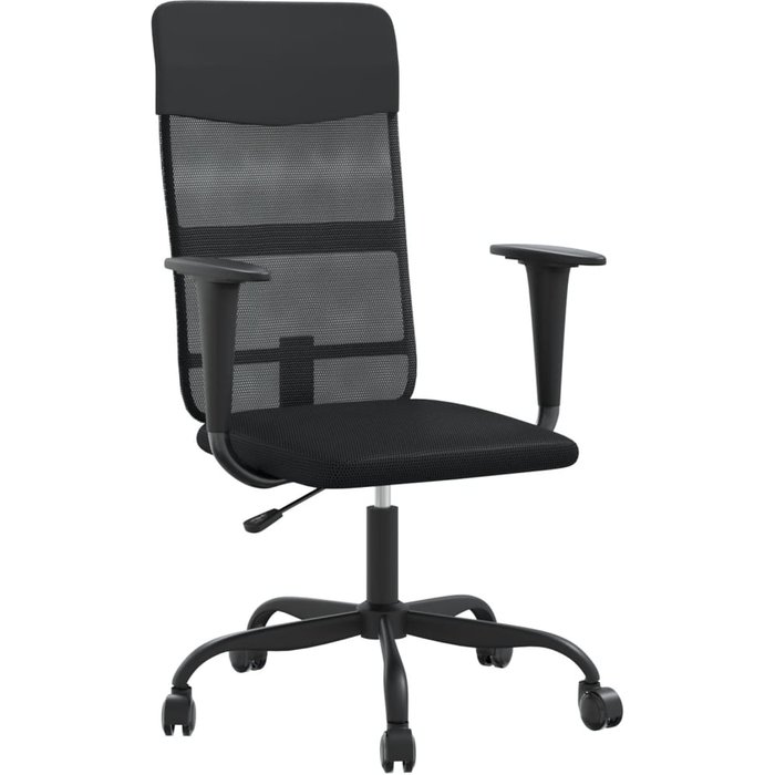 Silla de oficina altura ajustable tela malla y cuero pe negro - comfortxl