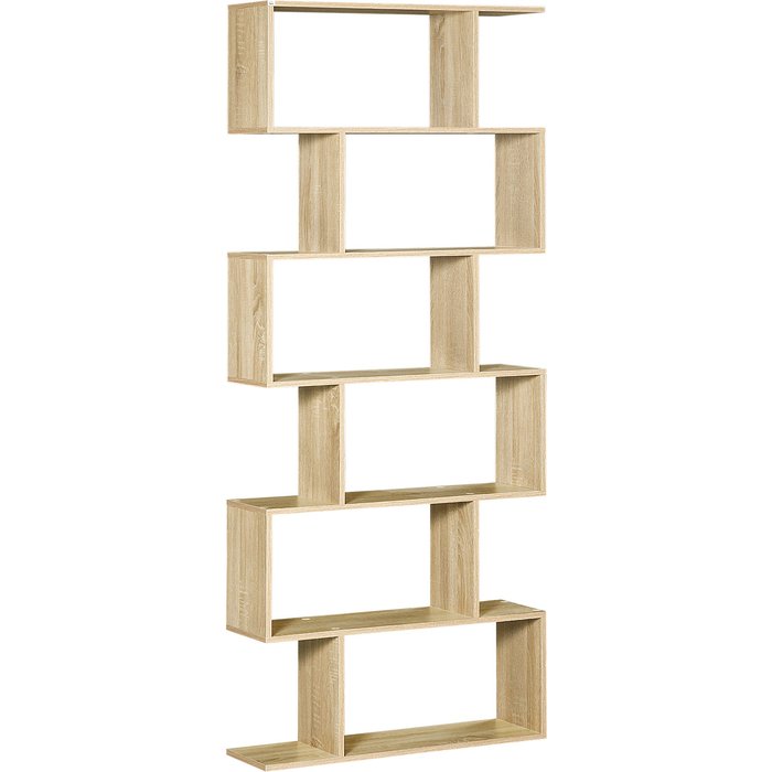 Estantería moderna 6 estantes forma s 80x23x192cm madera salón oficina