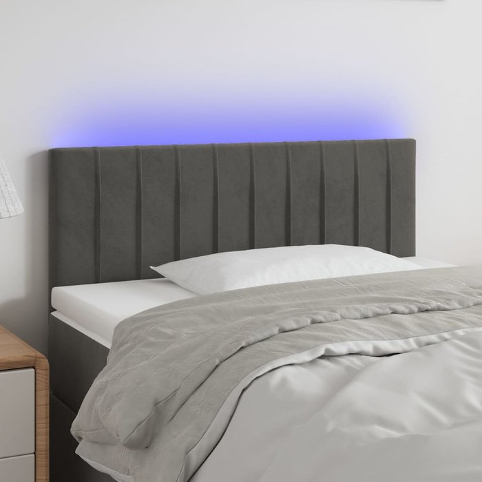 Cabecero led gris oscuro 90x5x78/88 cm terciopelo