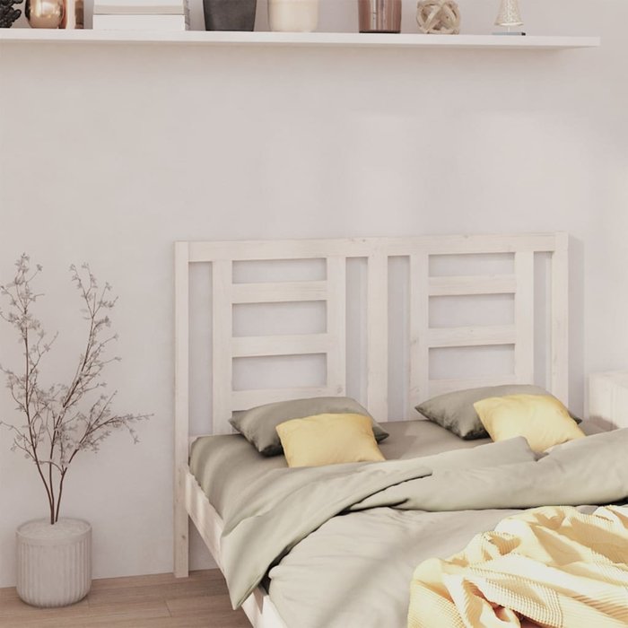 Cabecero blanco 126x4x100 cm madera maciza de pino