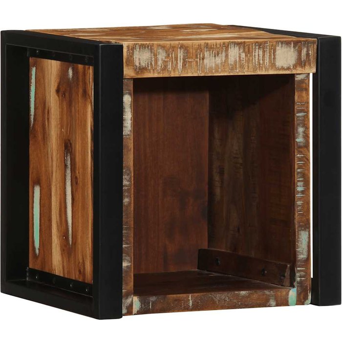 Mesilla de noche multicolor 40x35x40 cm madera maciza reciclada - comfortxl