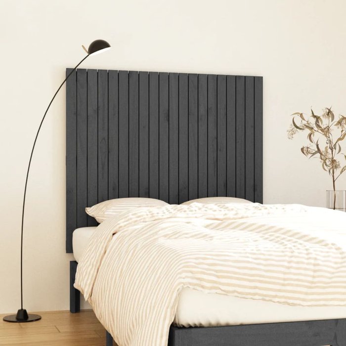 Cabecero suspendido gris 127,5x3x110 cm madera maciza de pino