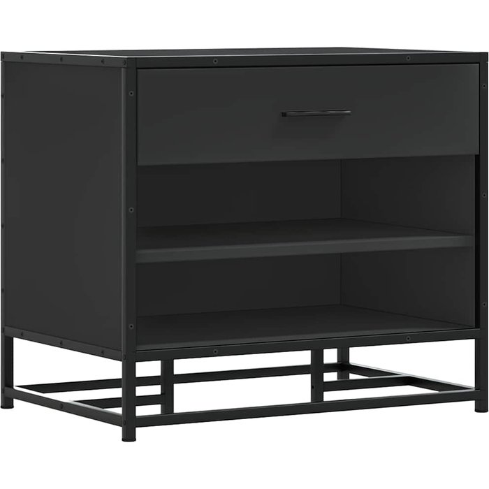Banco zapatero madera de ingeniería y metal negro 60x40x53,5 cm - comfortxl