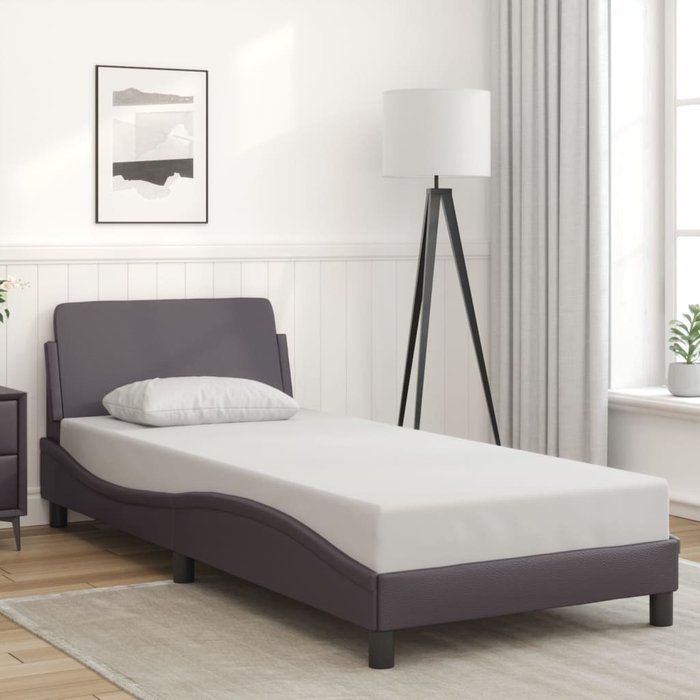 Estructura de cama dover cuero sintético gris 80x200 cm