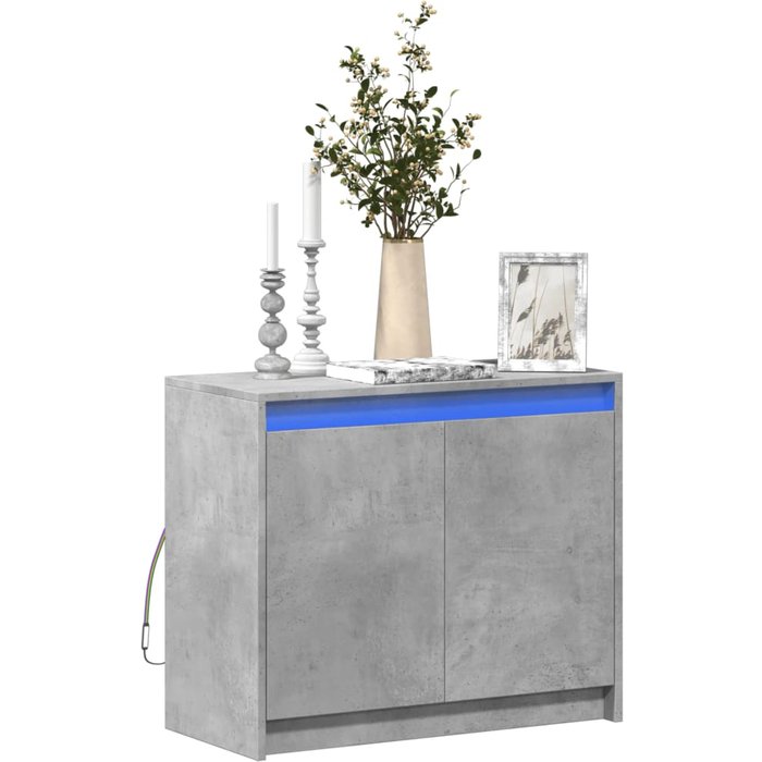 Vidaxl aparador con led madera ingeniería gris hormigón 72x34x61 cm